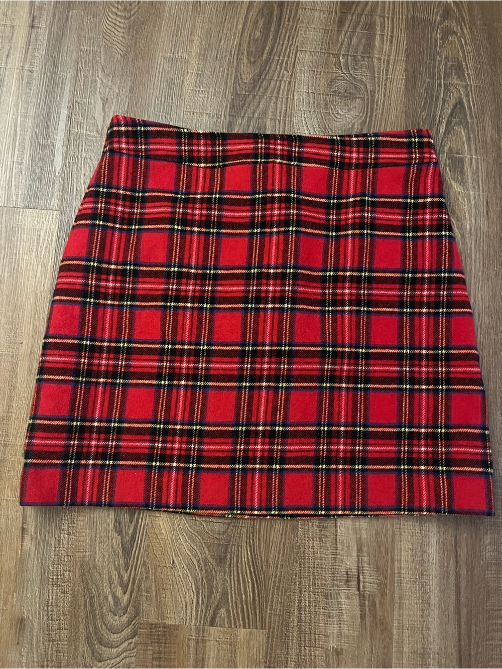 J.Crew Factory Wool Blend Red Tartan Mini Skirt Size 12